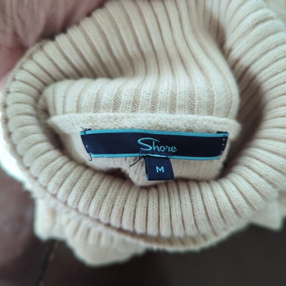Shore Cozy Cream Turtleneck‎ Cable Knit cream ivory Sweater size M - Picture 6 of 13